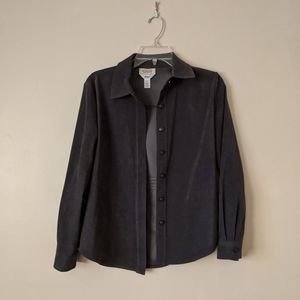 Talbots petite stretch suede-style button-down